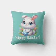 Schattig witte paashaas met ei
