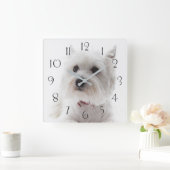 Schattig Witte West Highland Terrier Vierkante Klok (Huis)