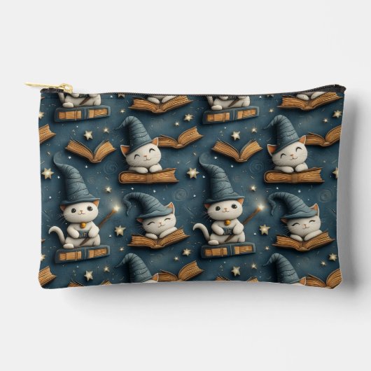 Schattig Wizard Cat Pattern met boeken en sterren Etui (Voorkant)