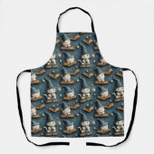 Schattig Wizard Cat Pattern met boeken en sterren Schort (Voorkant)