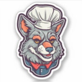 Schattig Wolf Chef Geweldige Diergrafisch Sticker (Voorkant)