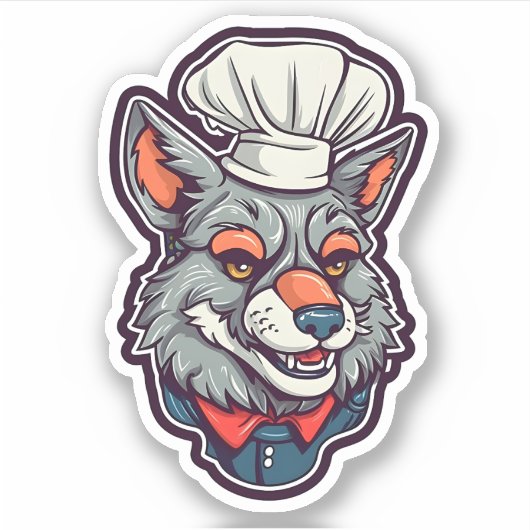 Schattig Wolf Chef Geweldige Diergrafisch Sticker (Voorkant)