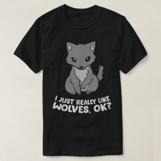 Schattig Wolf Liefhebber Cartoon Ontwerp Grappige T-shirt
