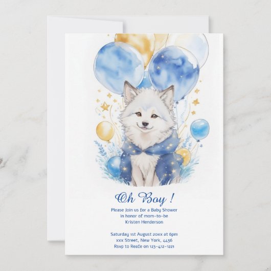 Schattig Wolf Pup Baby shower Kaart (Voorkant)