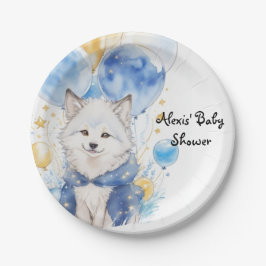 Schattig Wolf Pup Baby shower Papieren Bordje