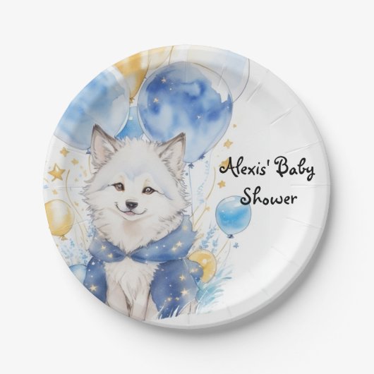 Schattig Wolf Pup Baby shower Papieren Bordje (Voorkant)