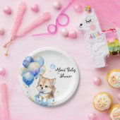 Schattig Wolf Pup Boy Baby shower Papieren Bordje (Feest)