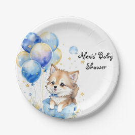 Schattig Wolf Pup Boy Baby shower Papieren Bordje