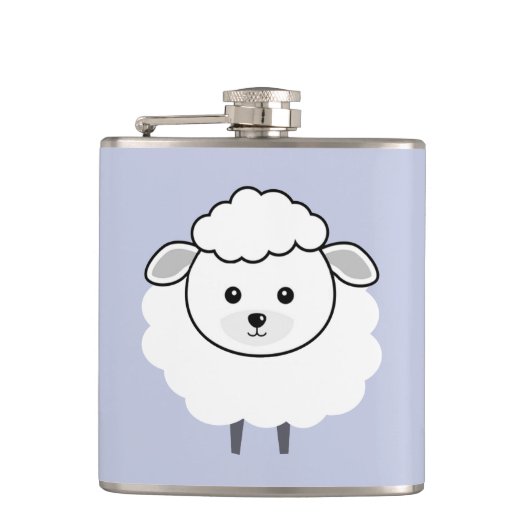 Schattig Wollen Lammetje Gezicht Heupfles (Voorkant)