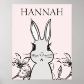 Schattig Woodland Baby Bunny Floral Poster (Voorkant)