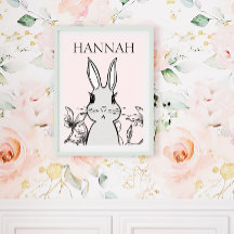 Schattig Woodland Baby Bunny Floral