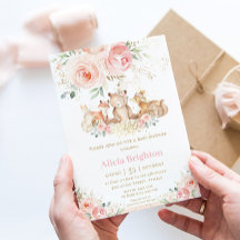 Schattig Woodland Blush Floral Girly Baby shower