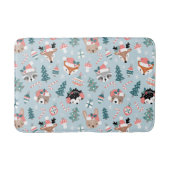 Schattig Woodland Christmas Animal Faces Pattern Badmat (Voorkant)