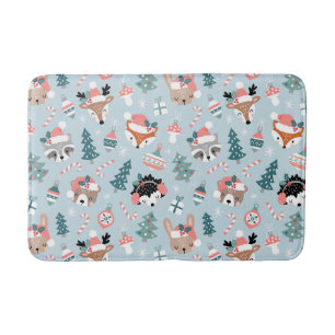 Schattig Woodland Christmas Animal Faces Pattern Badmat
