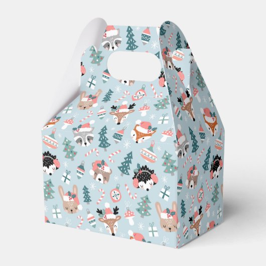 Schattig Woodland Christmas Animal Faces Pattern Bedankdoosjes (Achterkant)