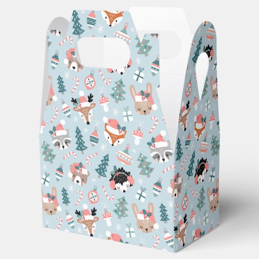 Schattig Woodland Christmas Animal Faces Pattern Bedankdoosjes (Geopend)