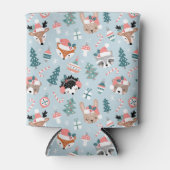 Schattig Woodland Christmas Animal Faces Pattern Blikjeskoeler (Voorkant)