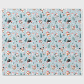 Schattig Woodland Christmas Animal Faces Pattern Cadeaupapier (Vlak)