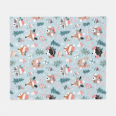 Schattig Woodland Christmas Animal Faces Pattern Fleece Deken (Voorkant (Horizontaal))