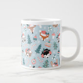 Schattig Woodland Christmas Animal Faces Pattern Grote Koffiekop (Rechts)