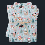 Schattig Woodland Christmas Animal Faces Pattern Inpakpapier Vel<br><div class="desc">Vier de feestdagen met dit schattige bosdierenpatroon met Santa-ready vossen,  wasberen en egels,  omringd door feestelijke ornamenten en bomen. Dit schattige patroon brengt het gezellige bos naar uw kerstvieringen,  waardoor het ideaal is voor seizoensgebonden projecten en design met een vakantiethema.</div>