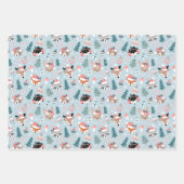 Schattig Woodland Christmas Animal Faces Pattern Inpakpapier Vel (Voorkant)