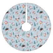 Schattig Woodland Christmas Animal Faces Pattern Kerstboom Rok (Voorkant)