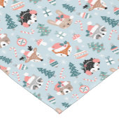 Schattig Woodland Christmas Animal Faces Pattern Korte Tafelloper (Hoek)