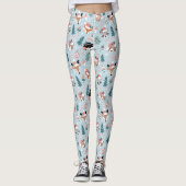 Schattig Woodland Christmas Animal Faces Pattern Leggings (Voorkant)