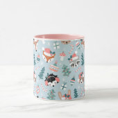 Schattig Woodland Christmas Animal Faces Pattern Mok (Midden)