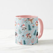 Schattig Woodland Christmas Animal Faces Pattern Mok (Voorkant rechts)
