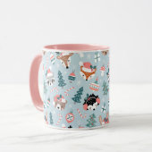 Schattig Woodland Christmas Animal Faces Pattern Mok (Voorkant links)