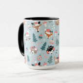 Schattig Woodland Christmas Animal Faces Pattern Mok (Voorkant links)