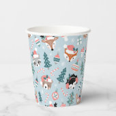 Schattig Woodland Christmas Animal Faces Pattern Papieren Bekers (Achterkant)