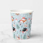 Schattig Woodland Christmas Animal Faces Pattern Papieren Bekers (Rechts)