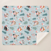 Schattig Woodland Christmas Animal Faces Pattern Sherpa Deken (Voorkant (horizontaal))