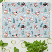 Schattig Woodland Christmas Animal Faces Pattern Theedoek (Gevouwen)
