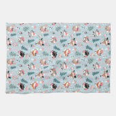 Schattig Woodland Christmas Animal Faces Pattern Theedoek (Horizontaal)