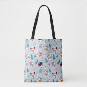 Schattig Woodland Christmas Animal Faces Pattern Tote Bag (Voorkant)