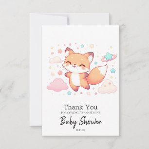 Schattig Woodland Fox Baby shower Bedankkaart