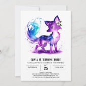 Schattig Woodland Fox Digitaal Meisje Verjaardag Kaart (Voorkant)