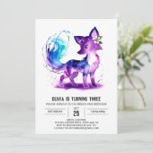 Schattig Woodland Fox Digitaal Meisje Verjaardag Kaart (Staand voorkant)