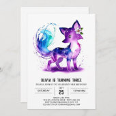 Schattig Woodland Fox Digitaal Meisje Verjaardag Kaart (Voorkant / Achterkant)