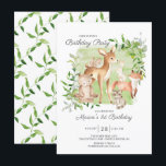 Schattig Woodland Friends Boys 1e verjaardag Kaart<br><div class="desc">Superschattige waterverf bos vrienden verjaardagsfeest met de liefste herten,  eekhoorn,  vos,  bunny,  raccoon en beer. Kan ook worden gebruikt voor een tweede,  derde en vierde verjaardag.</div>