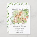 Schattig Woodland Friends Boys 1e verjaardag Kaart<br><div class="desc">Superschattige waterverf bos vrienden verjaardagsfeest met de liefste herten,  eekhoorn,  vos,  bunny,  raccoon en beer. Kan ook worden gebruikt voor een tweede,  derde en vierde verjaardag.</div>