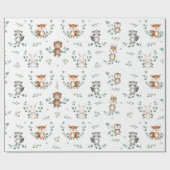 Schattig Woodland Greenery Forest Baby Animals Cadeaupapier (Vlak)