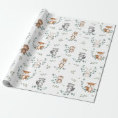 Schattig Woodland Greenery Forest Baby Animals Cadeaupapier (Uitgerold)