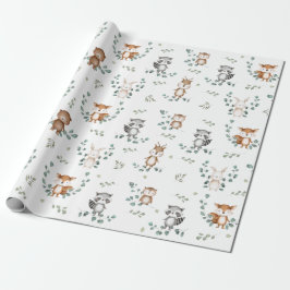 Schattig Woodland Greenery Forest Baby Animals Cadeaupapier