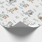 Schattig Woodland Greenery Forest Baby Animals Cadeaupapier (Hoek)