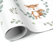 Schattig Woodland Greenery Forest Baby Animals Cadeaupapier (Rol Hoek)